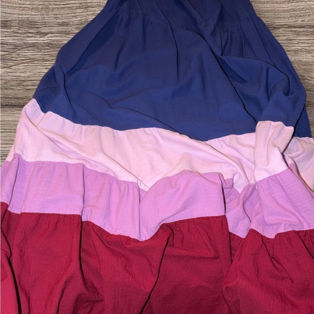 Ava & Viv Colorblock Maxi Dress - Blue, Pink, Red